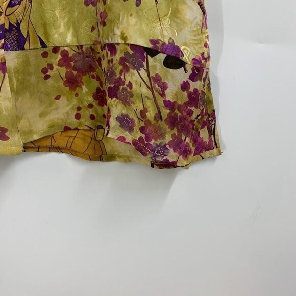 Citron Santa Monica Women's‎ 100% Silk Cherry Blossom Half Sleeve Button Up SZ S - Picture 6 of 11